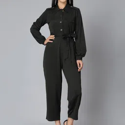 Style Quotient Green Waist Tie-Ups Basic Jumpsuit-picture-12