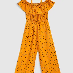 YK Girls Yellow & Black Polka Dots Printed Basic Jumpsuit-picture-22