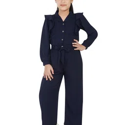 Peppermint Girls Camp Collar Ruffed Jumpsuit-image-49