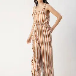 Moomaya Striped Square Neck Basic Jumpsuit-picture-18