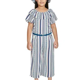 Peppermint Girls Striped Waist Tie-Up Basic Jumpsuit-image-29