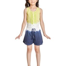 Peppermint Girls Lime Green & White Colourblocked Playsuit-image-38