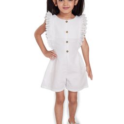 Peppermint Girls Round Neck Linen Playsuit-image-85