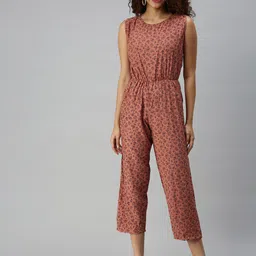 SHOWOFF Printed Sleeveless Gathers Basic Jumpsuit-image-19