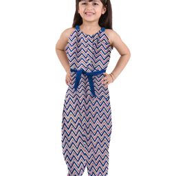 Kids On Board Girls Printed Waist Tie-Ups Pure Cotton Basic Jumpsuit-image-96