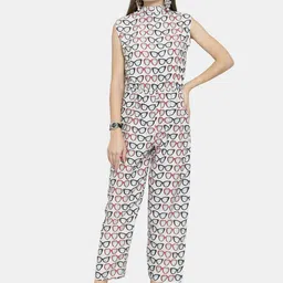 Enchanted Drapes White & Red Printed Basic Jumpsuit-picture-46