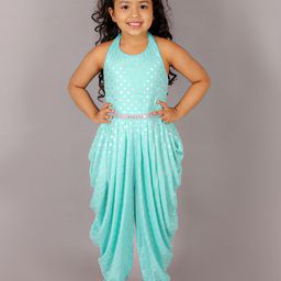 LIL DRAMA Kids Girls Halter Neck Floral Foil Printed Basic Jumpsuit-image-49