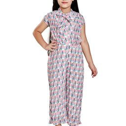 Peppermint Girls Tie-Up Neck Printed Basic Jumpsuit-image-55
