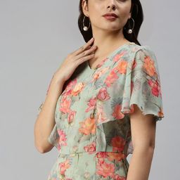 SHOWOFF Green & Pink Printed Basic Jumpsuit-image-9