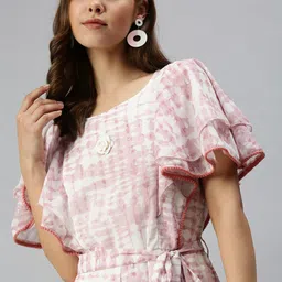 SHOWOFF White & Pink Printed Basic Jumpsuit-picture-41