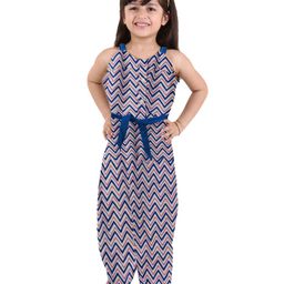 Kids On Board Girls Printed Waist Tie-Ups Pure Cotton Basic Jumpsuit-image-95