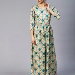 FASHOR Green & Orange Printed Basic Jumpsuit-image-0