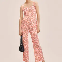 MANGO Orange & White Printed Basic Jumpsuit-image-15