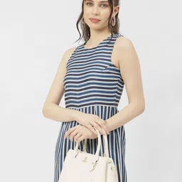 Moomaya Striped Cotton Satin Basic Jumpsuit-picture-30