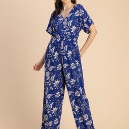 Moomaya Floral Printed V-Neck Basic Jumpsuit-picture-54