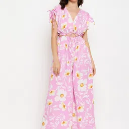 Fashfun Floral Printed Basic Jumpsuit With Cut-Out-58