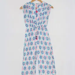 Peppermint Girls Blue & White Printed Basic Jumpsuit-image-78