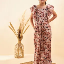 Cherry & Jerry Girls Floral Printed Flutter Sleeves Basic Jumpsuit-picture-5