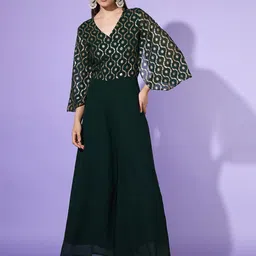 Poshak Hub Foil Printed Georgette Basic Jumpsuit-picture-55