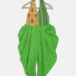 Twisha Girls Green Printed Dhoti Style Jumpsuit-54