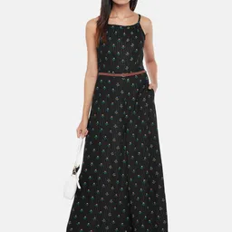 People Black & Green Printed Basic Jumpsuit-image-84