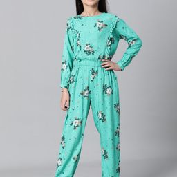 Oxolloxo Girls Floral Printed Round Neck Long Sleeve Basic Jumpsuit-image-26