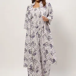 SHOWOFF Plus Plus Size Abstract Printed Smocked Basic Jumpsuit With Shrug image 3
