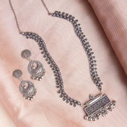 Ozanoo Women Long Oxidized Raiwada Jewellery Set-41