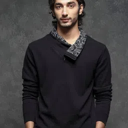 RARE RABBIT Men Denora Regular Fit Mock Collar Sweatshirt-image-46