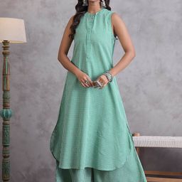 InWeave Women Pure Cotton Kurta with Palazzos &-image-93