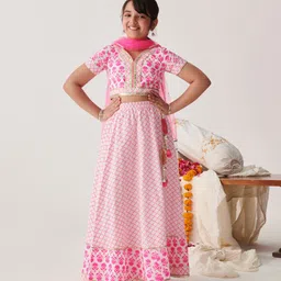 pspeaches Girls Printed Ready to Wear Lehenga & Blouse With Dupatta-image-97