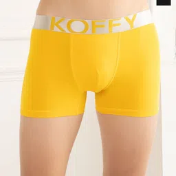 KOFFY Pack Of 2 Mid Rise Breathability Trunks-KOFFY_KI28_BLK_YLW_2PC-picture-7