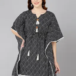 ZNX Clothing Women Black Printed Flared Sleeves Kaftan Kurta-picture-10