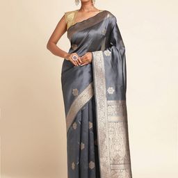 RAJ DHARMA SILK Ethnic Motifs Woven Design Zari Silk Cotton Kasavu Saree-image-51