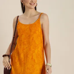 Sangria Women Orange Printed Kurta with Dhoti Pants-picture-49