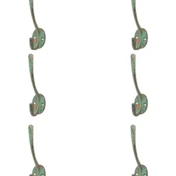 IndianShelf Bronze-Toned & Green 6 Pieces Abstract Printed Iron Hay Wall Hooks-33