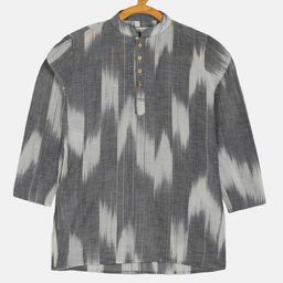 PAROKSH Boys Grey Printed Khadi Handloom Kurta-27