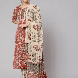 GLAM ROOTS Floral Printed Gotta Patti Pure Cotton Kurta With Pyjamas & Dupatta-26