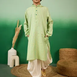 Sangria Boys Printed Mandarin Collar Cotton Kurta-31