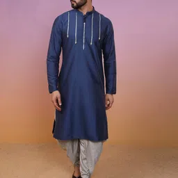 KISAH Mandarin Collar Gotta Patti Pure Cotton Kurta & Dhoti Pants Set-image-11