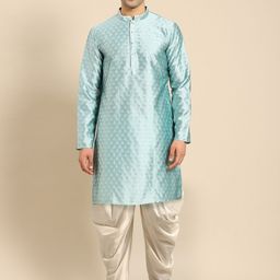 Amodh by Kisah Men Blue Printed Kurta with Dhoti Pants-image-71