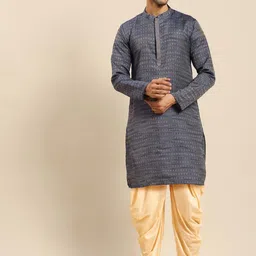 Amodh by Kisah Men Blue Kurta with Dhoti Pants-picture-54