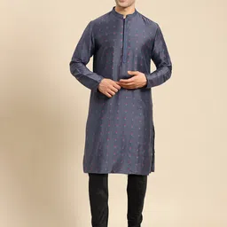 Amodh by Kisah Men Blue Printed Kurta with Trouser-image-89