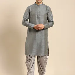 Amodh by Kisah Men Grey Kurta Set with Dhoti Pants-image-28