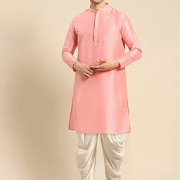 Amodh by Kisah Men Pink Kurta with Dhoti Pants-image-19