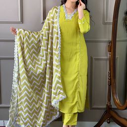 KALINI Embroidered Regular Gotta Patti Kurta ,Trousers & Dupatta-image-33