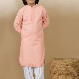 Sanwara Boys Embroidered Chikankari Mandarin Collar Regular Kurta with Patiala-image-80