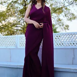 Thread & Button Woman Purple Banarasi Saree-image-32