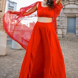 Thread & Button Red Ready to Wear Lehenga-44