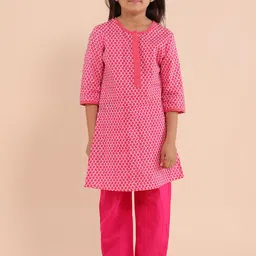 Sangria Girls Printed Cotton A-Line Kurta With Trouser-picture-12